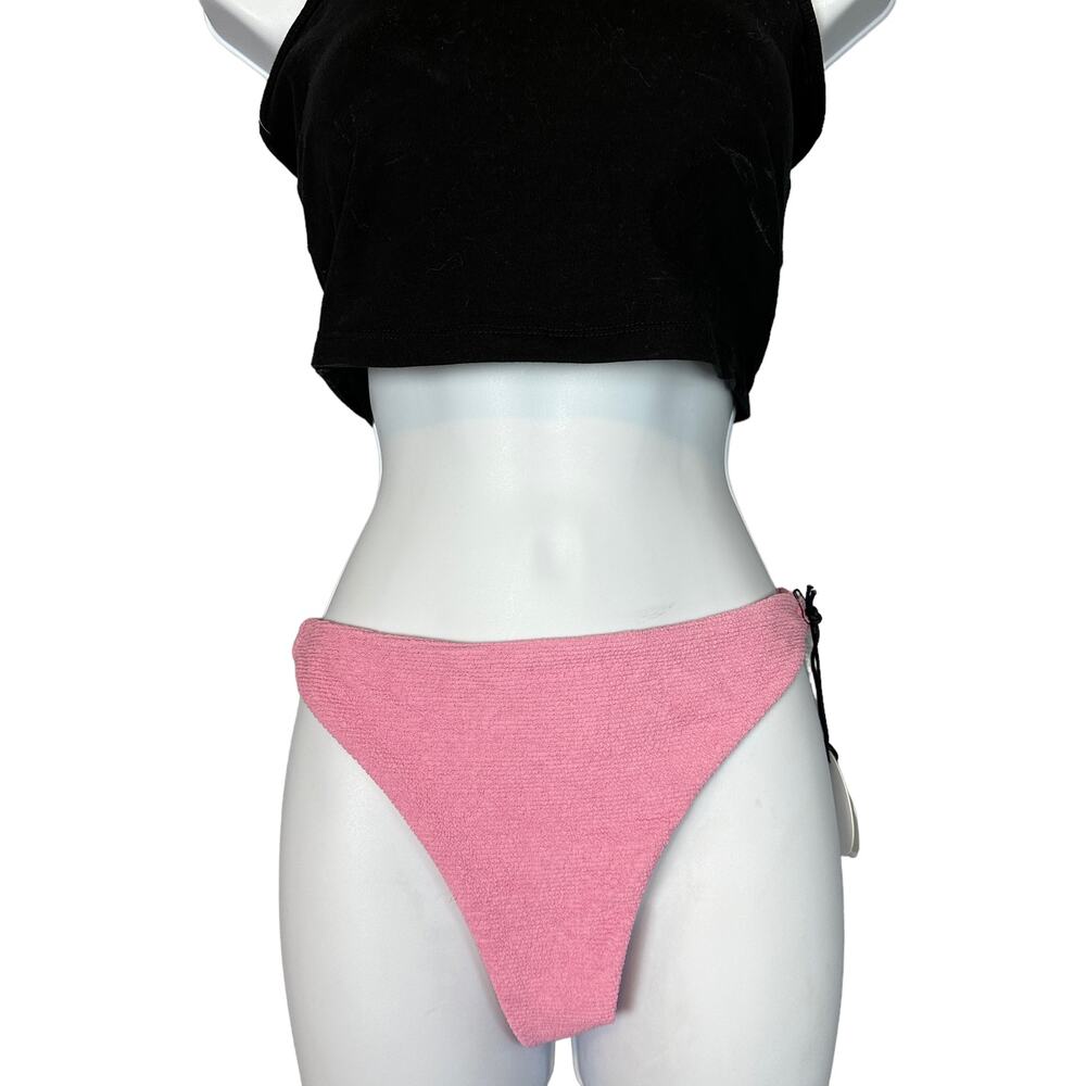 Tularosa Pastel Pink Bikini Bottom SMALL Smocked Cheeky Textured Revolve $78 NEW - Picture 5 of 7